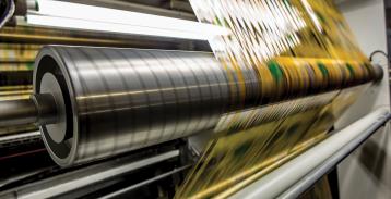 Film stretched over a rolling machine